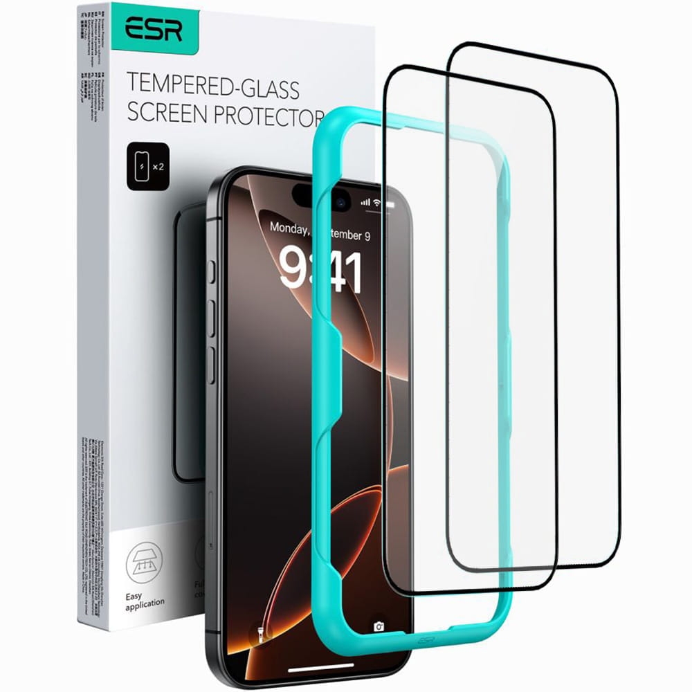 Image of Szkło hartowane z ramką pozycjonującą ESR Tempered Glass do iPhone 16, 2 sztuki