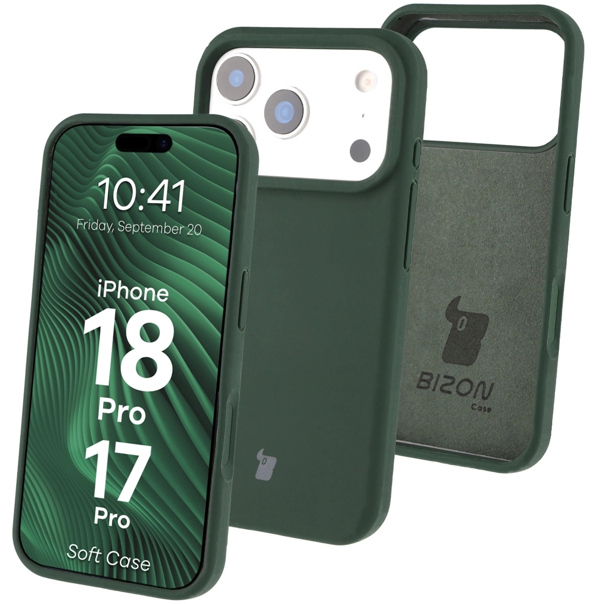 Silikonowe etui Bizon Soft Case do iPhone 18 Pro / 17 Pro, ciemnozielone