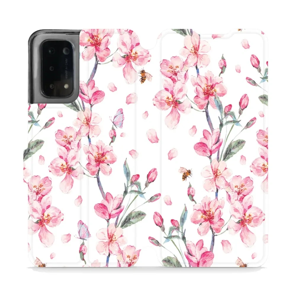 Etui z klapką do Oppo A54 5G, Mobiwear Book, różowa wiosna