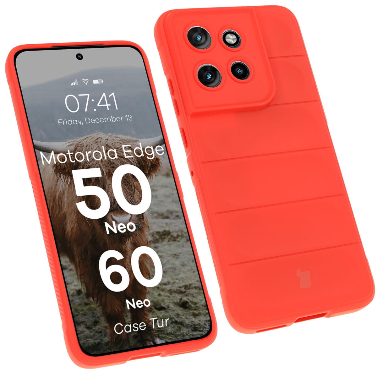 Pancerne etui Bizon Case Tur do Motorola Edge 50 Neo / 60 Neo, czerwone