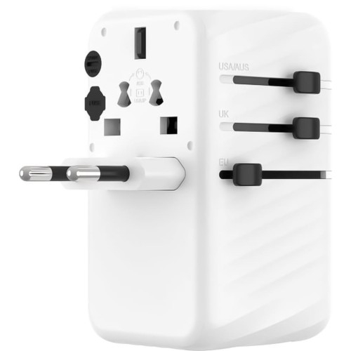 Image of Adapter podróżny / przejściówka Fixed Voyager 120W dla UE, UK, USA, AUS, 3x USB-C i 1x USB, GaN, biały