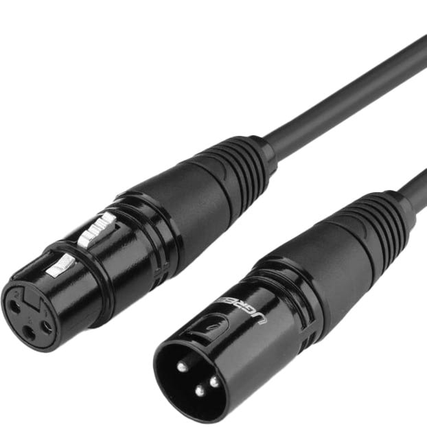 Kabel Ugreen audio / przedłużacz / przewód mikrofonowy XLR (żeński) – XLR (męski), 1 m, czarny