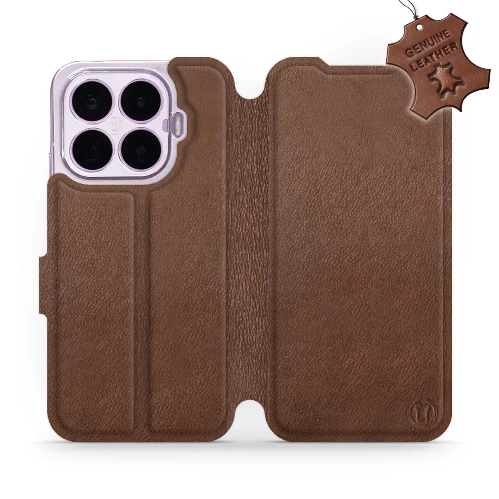Etui z naturalnej skóry do Xiaomi 17T, Mobiwear Leather, brązowe