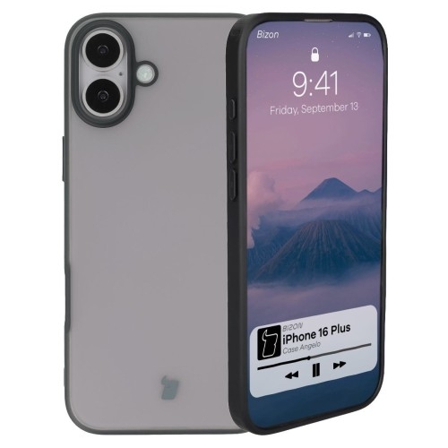 Image of Etui Bizon Case Angelo do iPhone 16 Plus, przydymione z czarną ramką