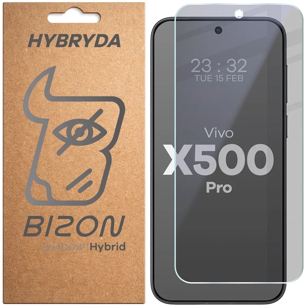 Prywatyzujące szkło hybrydowe Bizon Hybrid Shadow do Vivo X500 Pro, matowe