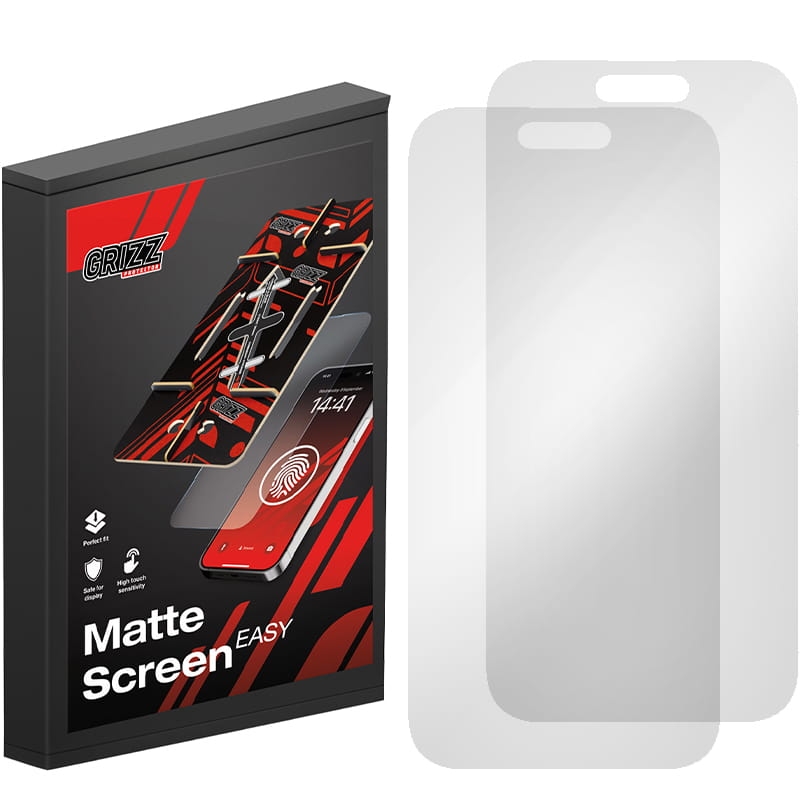 Image of Folia matowa na ekran Grizz MateScreen Easy do iPhone 16 z aplikatorem, 2 sztuki