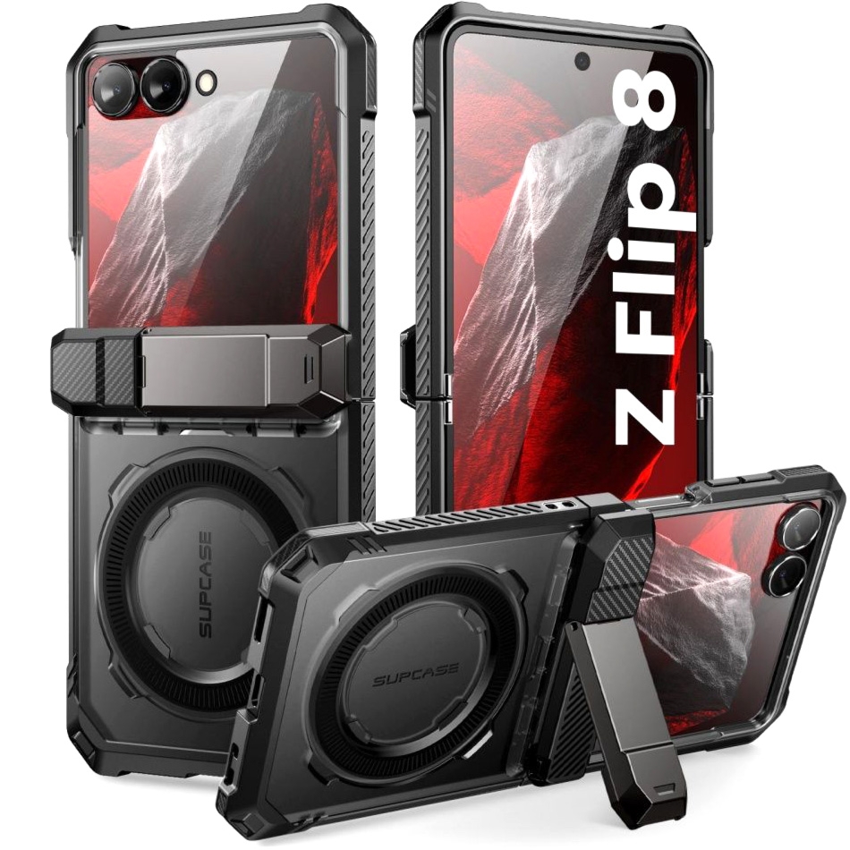 Etui pancerne Supcase UB Grip Mag BackSP do MagSafe do Galaxy Z Flip8, czarno-przezroczyste