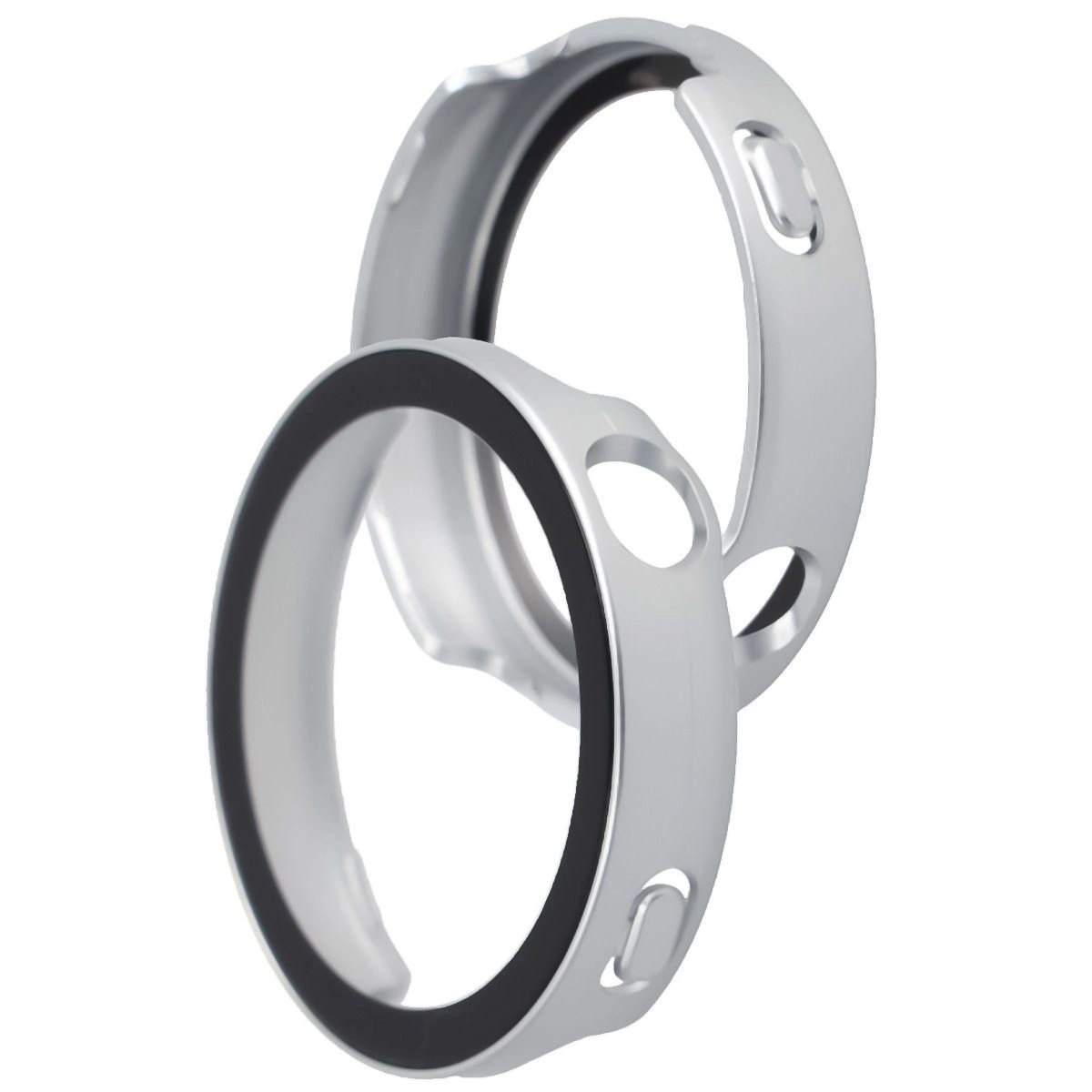 Etui ze szkłem do zegarka Bizon Case Watch Adamo do Huawei Watch GT6 41 mm, satynowo srebrne