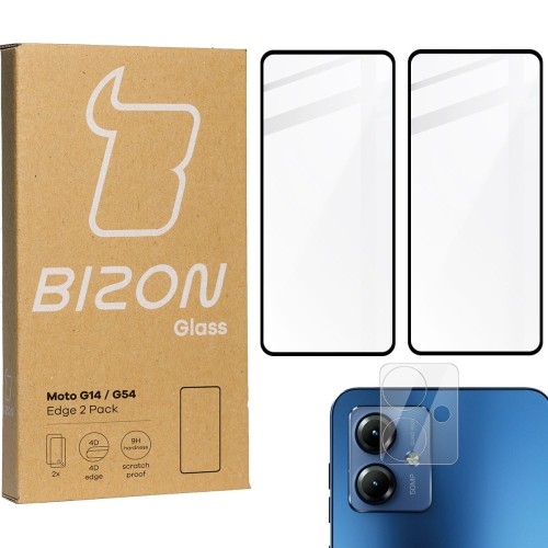 Image of 2x Szkło + szybka na aparat BIZON Edge 2 Pack do Motorola Moto G14 / G54
