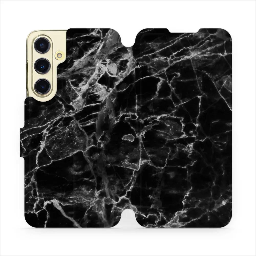 Etui z klapką do Galaxy S24 FE, Mobiwear Book, czarny marmur