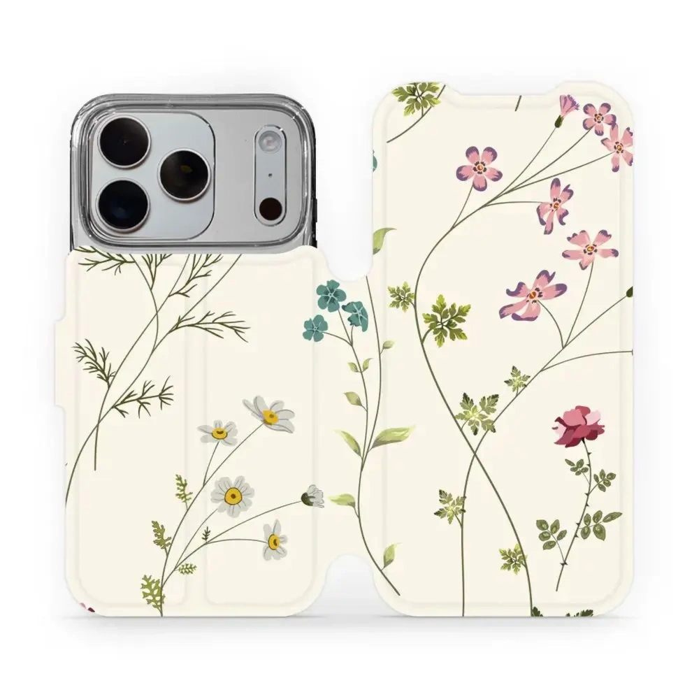 Etui z klapką do iPhone 18 Pro, Mobiwear Book, polne kwiaty