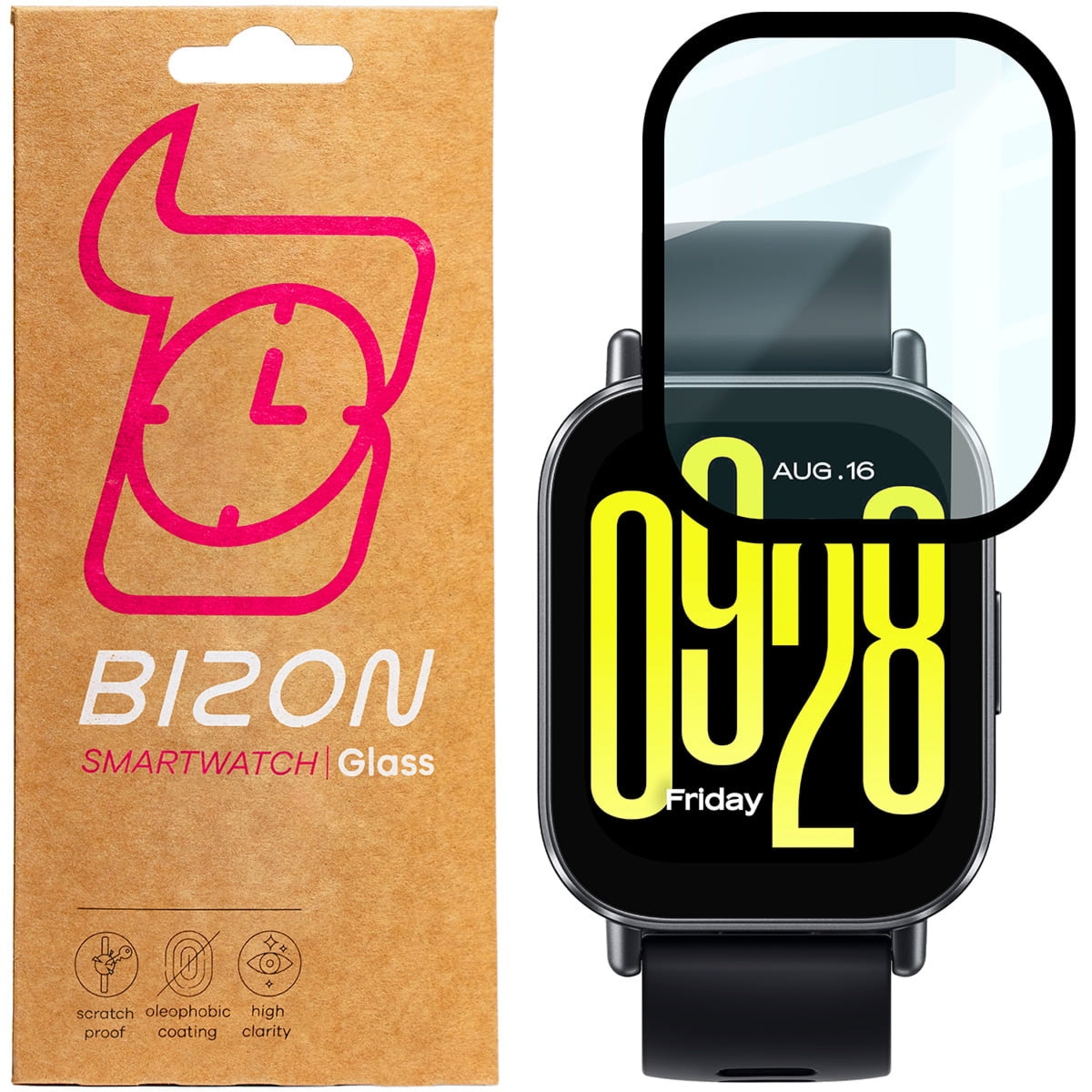 Szkło hybrydowe Bizon Watch Glass Edge Hybrid dla Xiaomi Redmi Watch 5, czarne