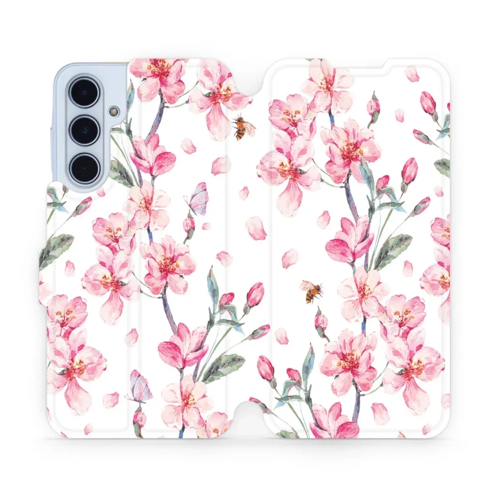 Etui z klapką do Galaxy M35 5G, Mobiwear Book, różowa wiosna