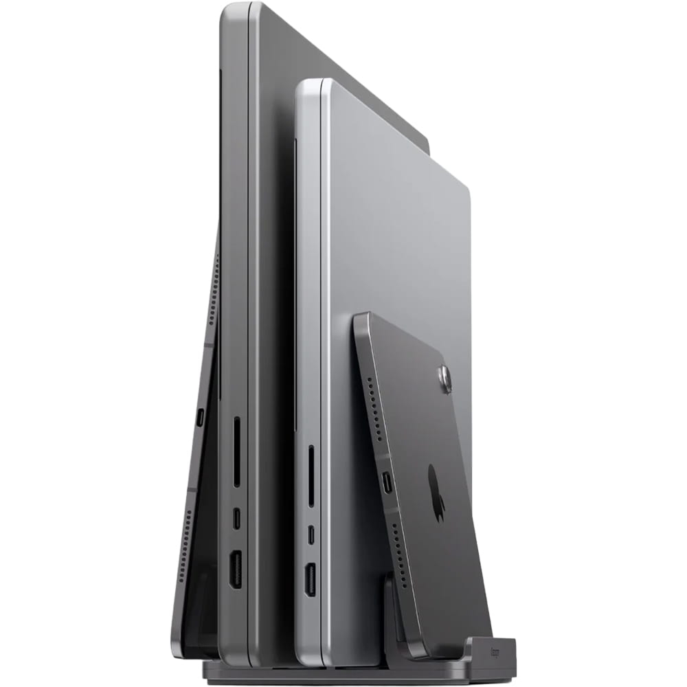 Podstawka pionowa, stojak pod laptop / tablet/ telefon, Spigen Vertical Stand LD208S4, regulowana, srebrna