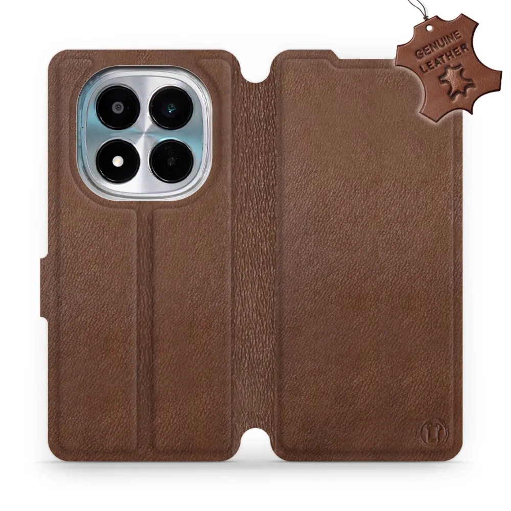 Etui z naturalnej skóry do Xiaomi POCO M8 Pro 5G, Mobiwear Leather, brązowe