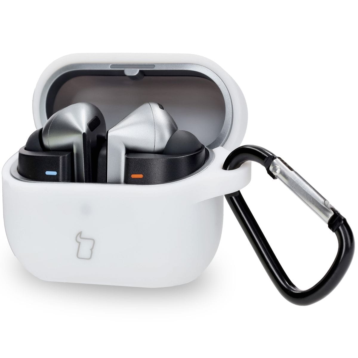 Image of Silikonowe etui z karabińczykiem Bizon Case Headphone Silicone do Galaxy Buds 3/3 Pro, białe