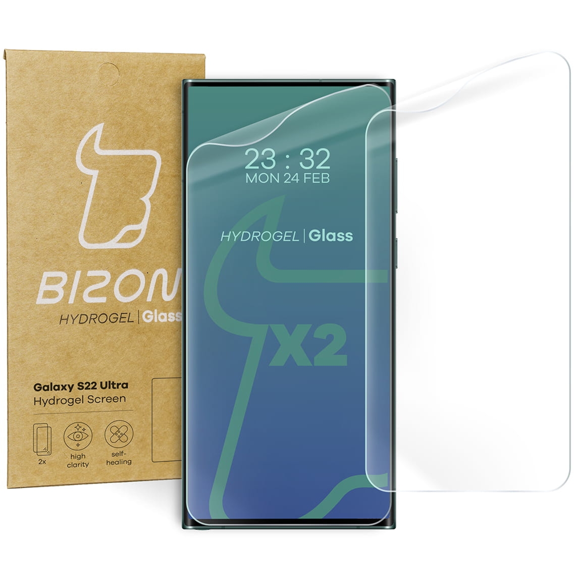 Folia hydrożelowa na ekran Bizon Film Hydrogel Front Duo do Galaxy S22 Ultra, 2 sztuki