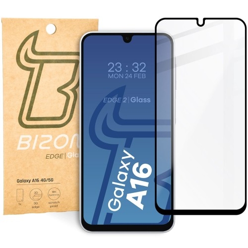 Image of Szkło hartowane Bizon Glass Edge 2 do Galaxy A16 4G/5G, czarna ramka