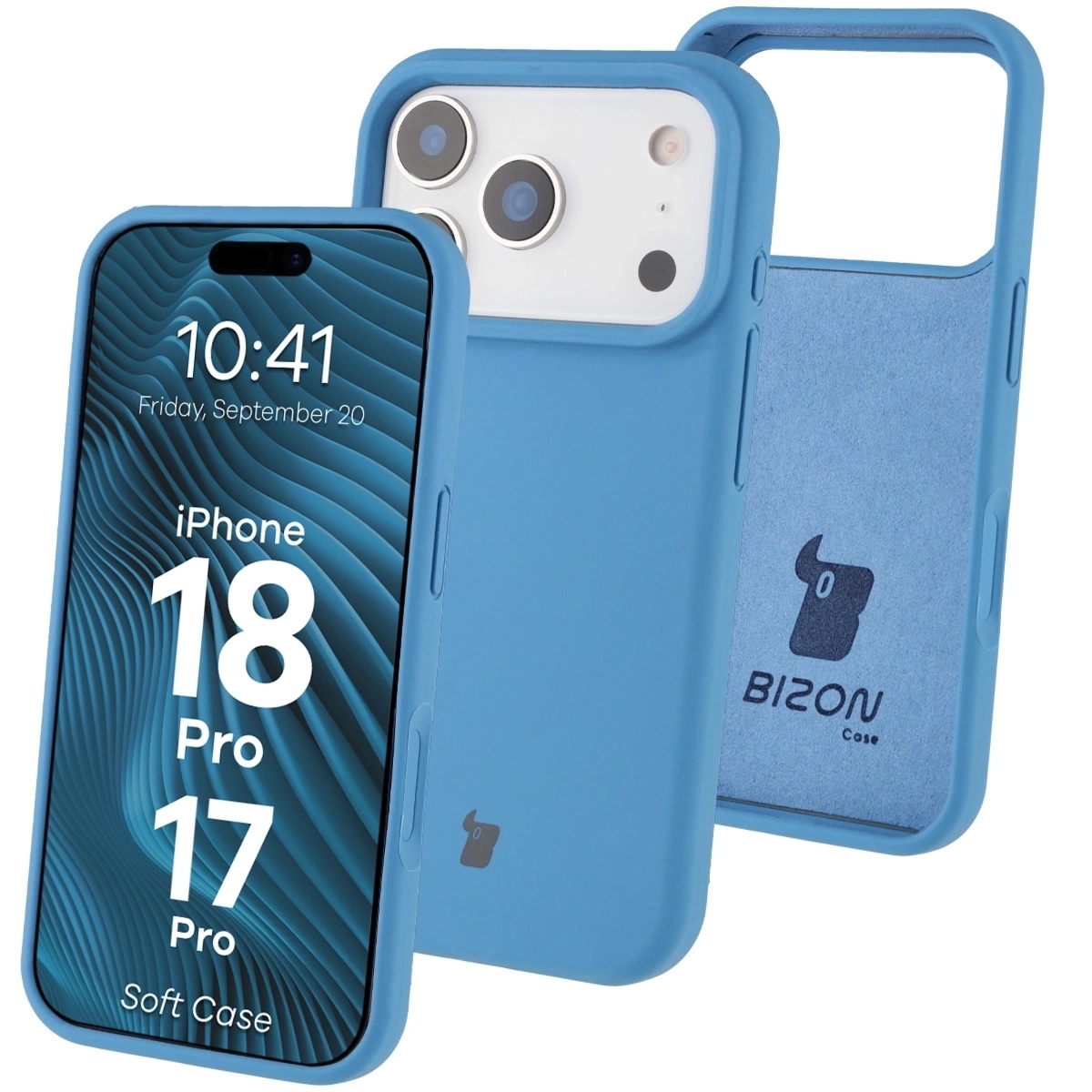 Silikonowe etui Bizon Soft Case do iPhone 18 Pro / 17 Pro, niebieskie