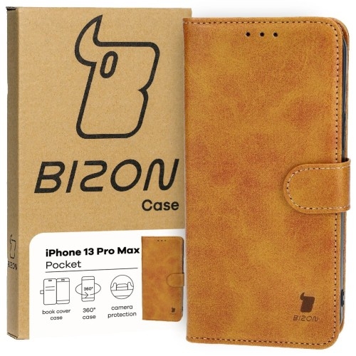 Image of Etui Bizon Case Pocket do Apple iPhone 13 Pro Max, brązowe