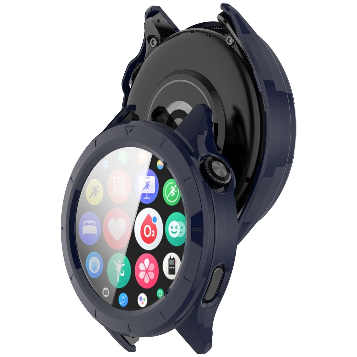 Etui ze szkłem do zegarka Bizon Case Watch Adamo do Xiaomi Watch S4, niebieskie