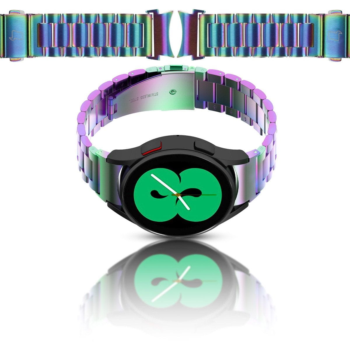Image of Pasek ze stali nierdzewnej Bizon Strap Watch Aura do Galaxy Watch FE/7/6/6 Classic/5/5 Pro/4/4 Classic, tęczowy