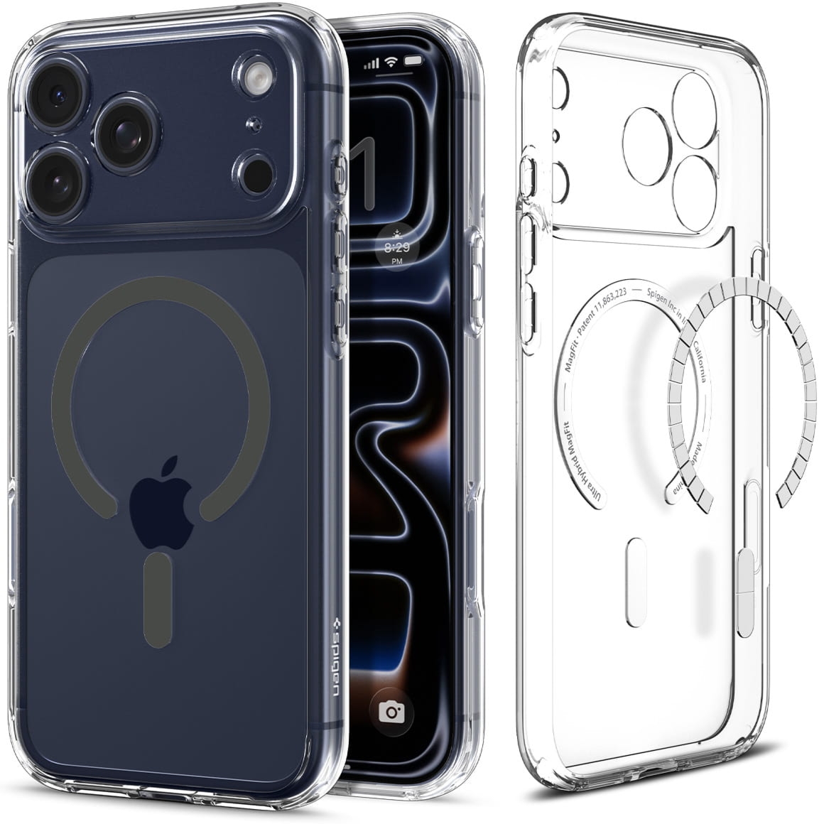 Etui Spigen Ultra Hybrid Mag do MagSafe do iPhone 17 Pro, przezroczysto-szare