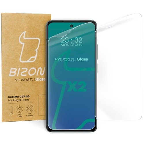 Image of Folia hydrożelowa na ekran Bizon Glass Hydrogel Front do Realme C67 4G, 2 sztuki