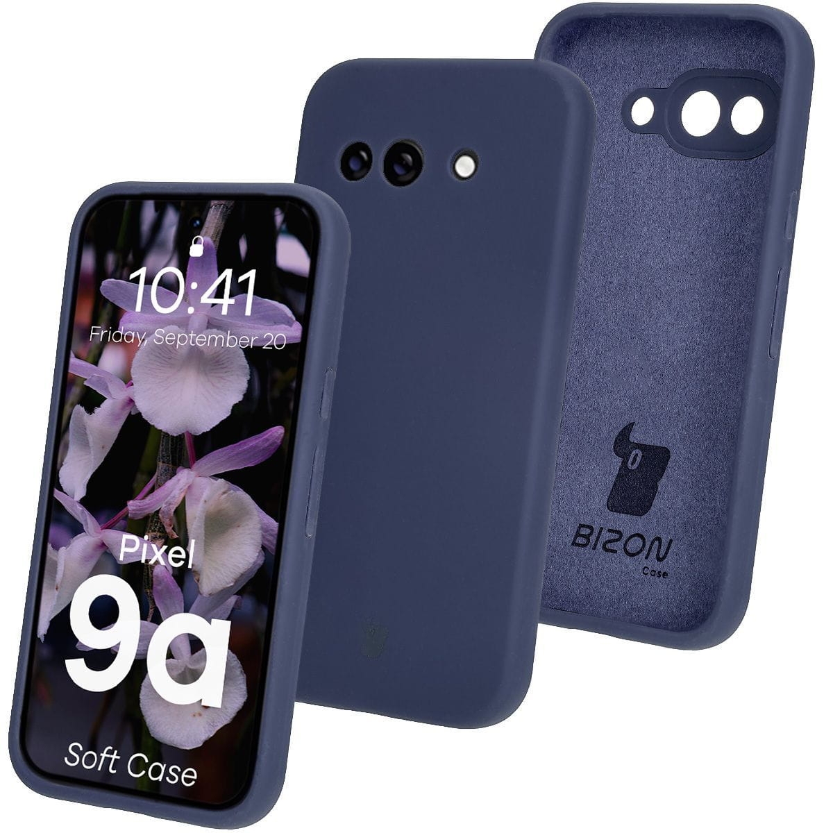 Image of Silikonowe etui Bizon Soft Case do Google Pixel 9a, ciemnoniebieskie