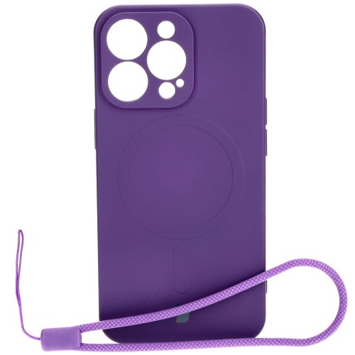 Image of Etui silikonowe z pierścieniem magnetycznym Bizon Case Silicone Magnetic do iPhone 13 Pro, śliwkowe