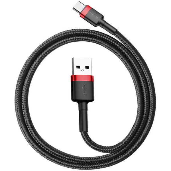 OUTLET: Kabel Baseus Cafule 3A USB-A do USB-C 1m, czarno-czerwony