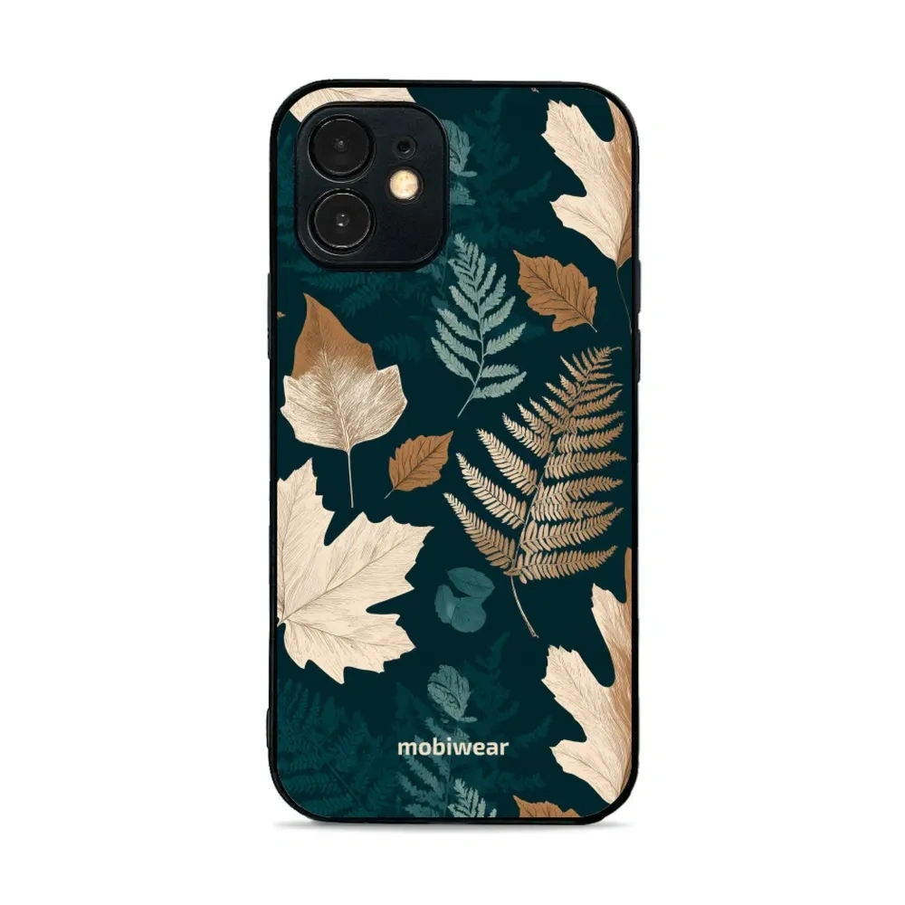 Etui ochronne do iPhone 12 mini, Mobiwear Glossy Case, zielnik z liści i paproci