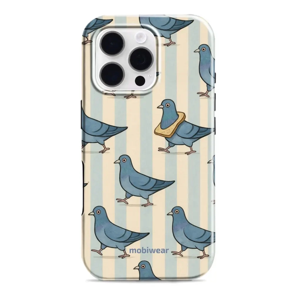 Etui ochronne do iPhone 16 Pro, Mobiwear Elite Pro, błękitne gołębie