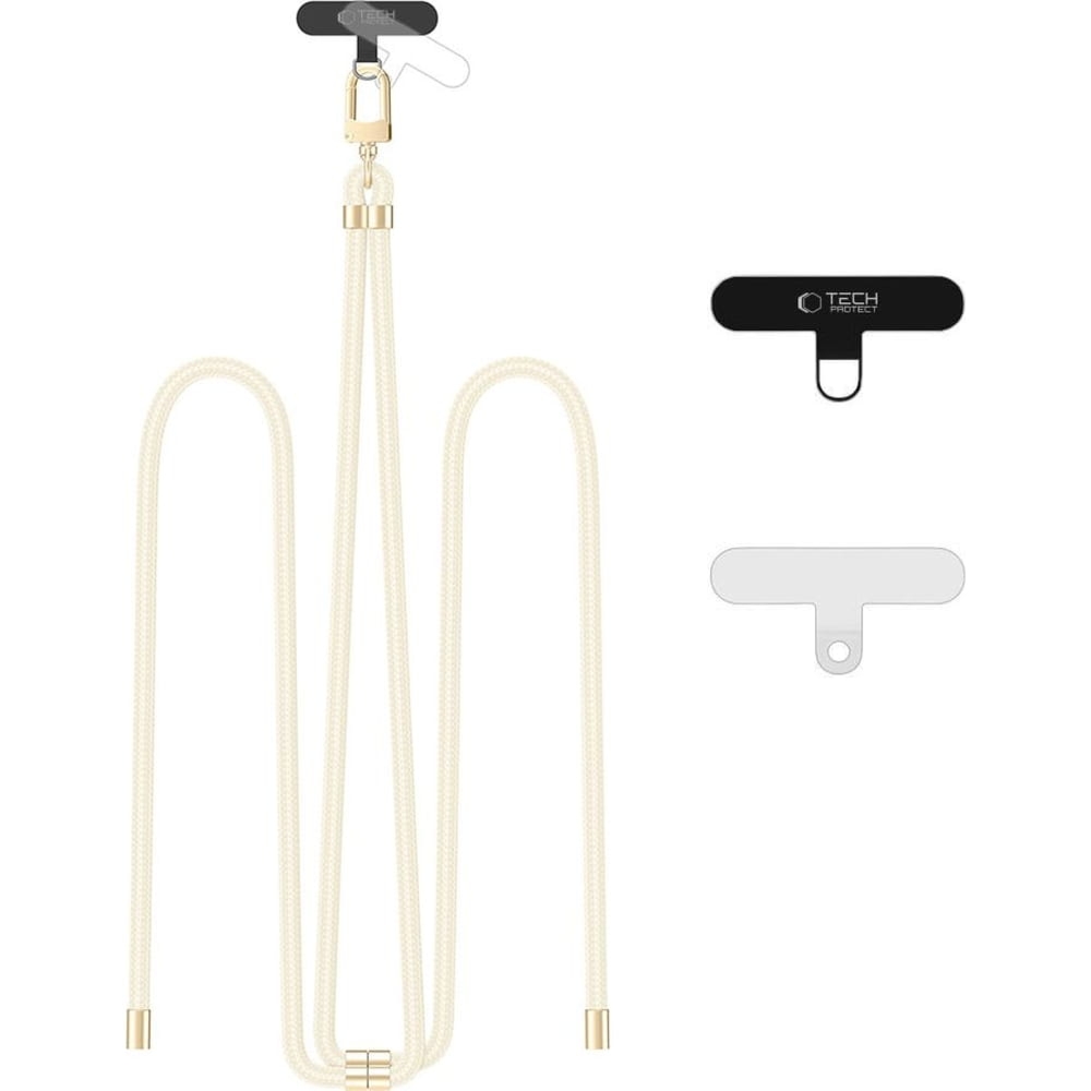 Smyczka na nadgarstek / ramię do telefonu Tech-Protect C7S Rope Wrist Strap, beżowa ze złotymi elementami