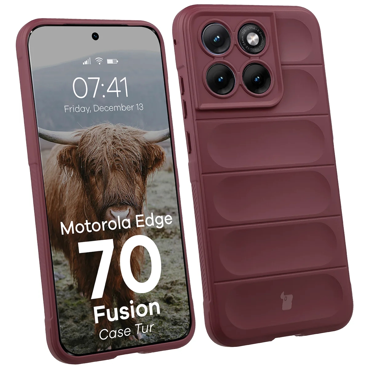 Pancerne etui Bizon Case Tur do Motorola Edge 70 Fusion, burgundowe