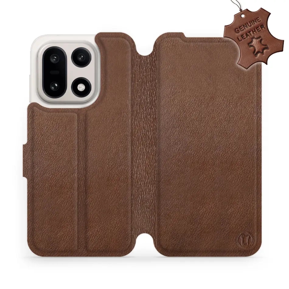 Etui z naturalnej skóry do OnePlus 15, Mobiwear Leather, brązowe