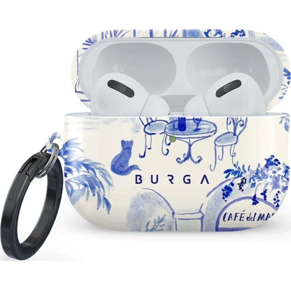 Etui Burga Sobremesa do AirPods Pro 3, białe z niebieskim wzorem