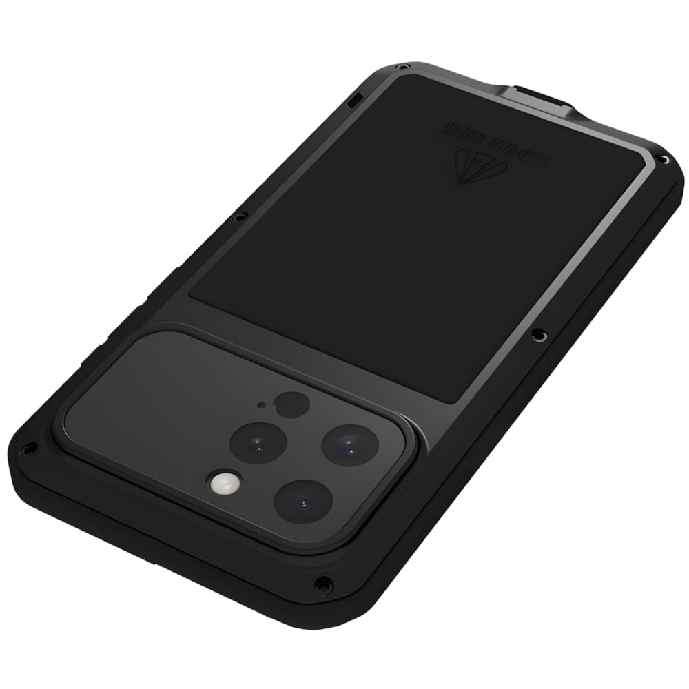 Etui pancerne + szkło LOVE MEI Powerful do iPhone 16 Pro Max, czarne
