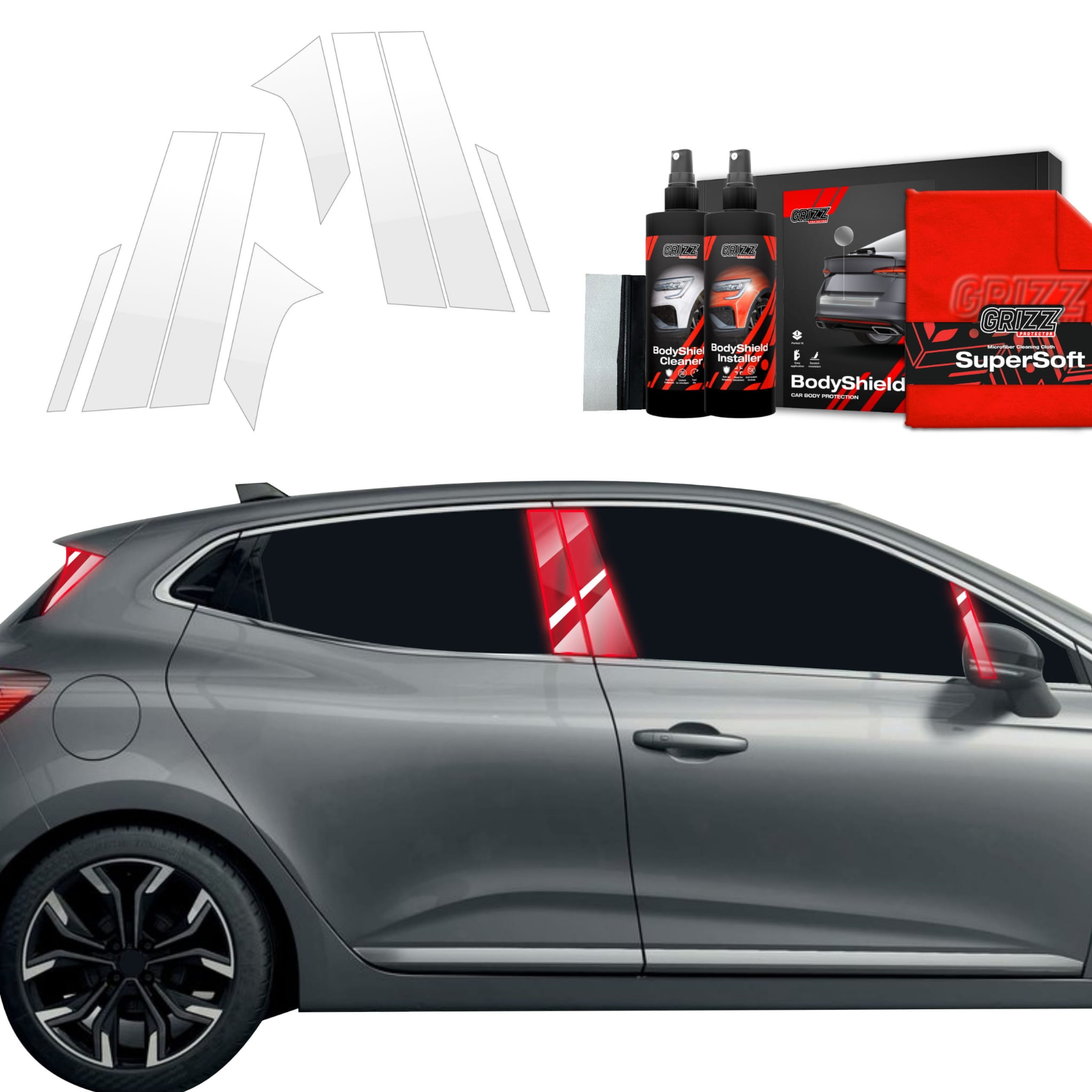 8w1 Folia ochronna na słupki Grizz Protector do Renault Clio (2020-2024)