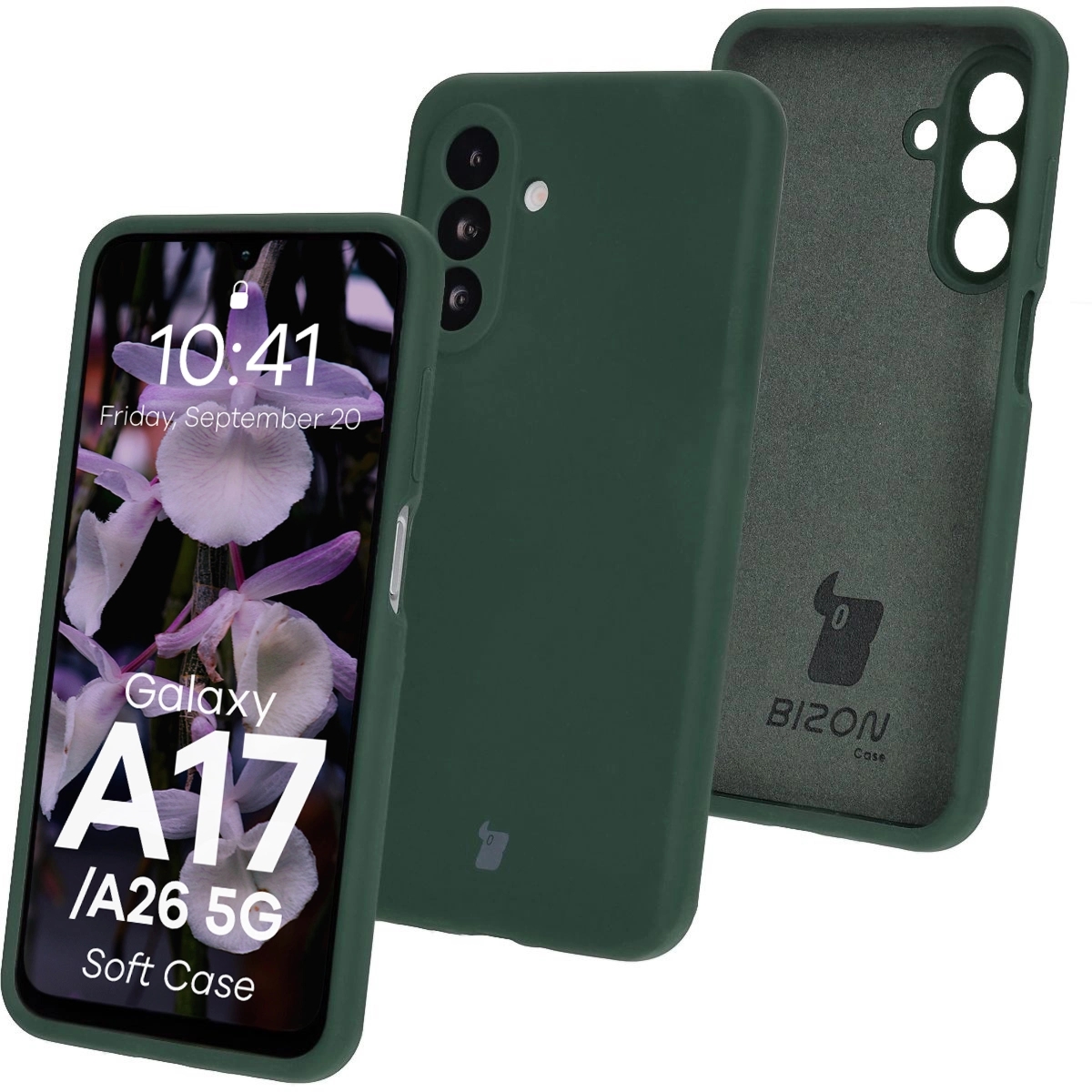 Silikonowe etui Bizon Soft Case do Galaxy A17 5G / A26 5G, ciemnozielone