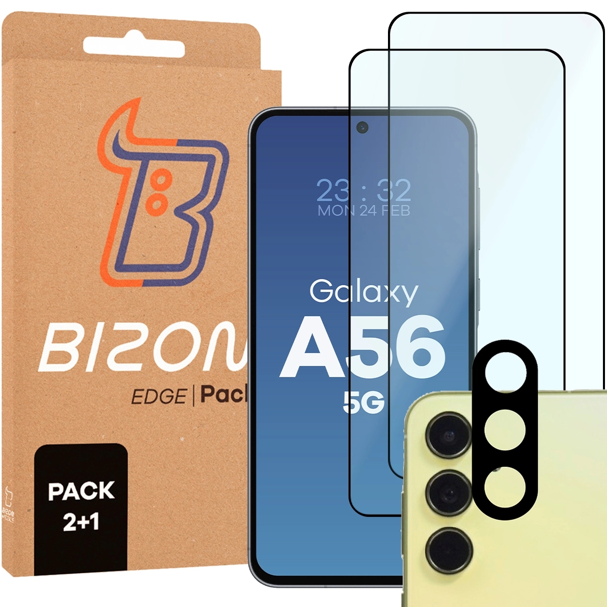 Image of 2x Szkło + szybka na aparat Bizon Edge 2 Pack do Galaxy A56 5G