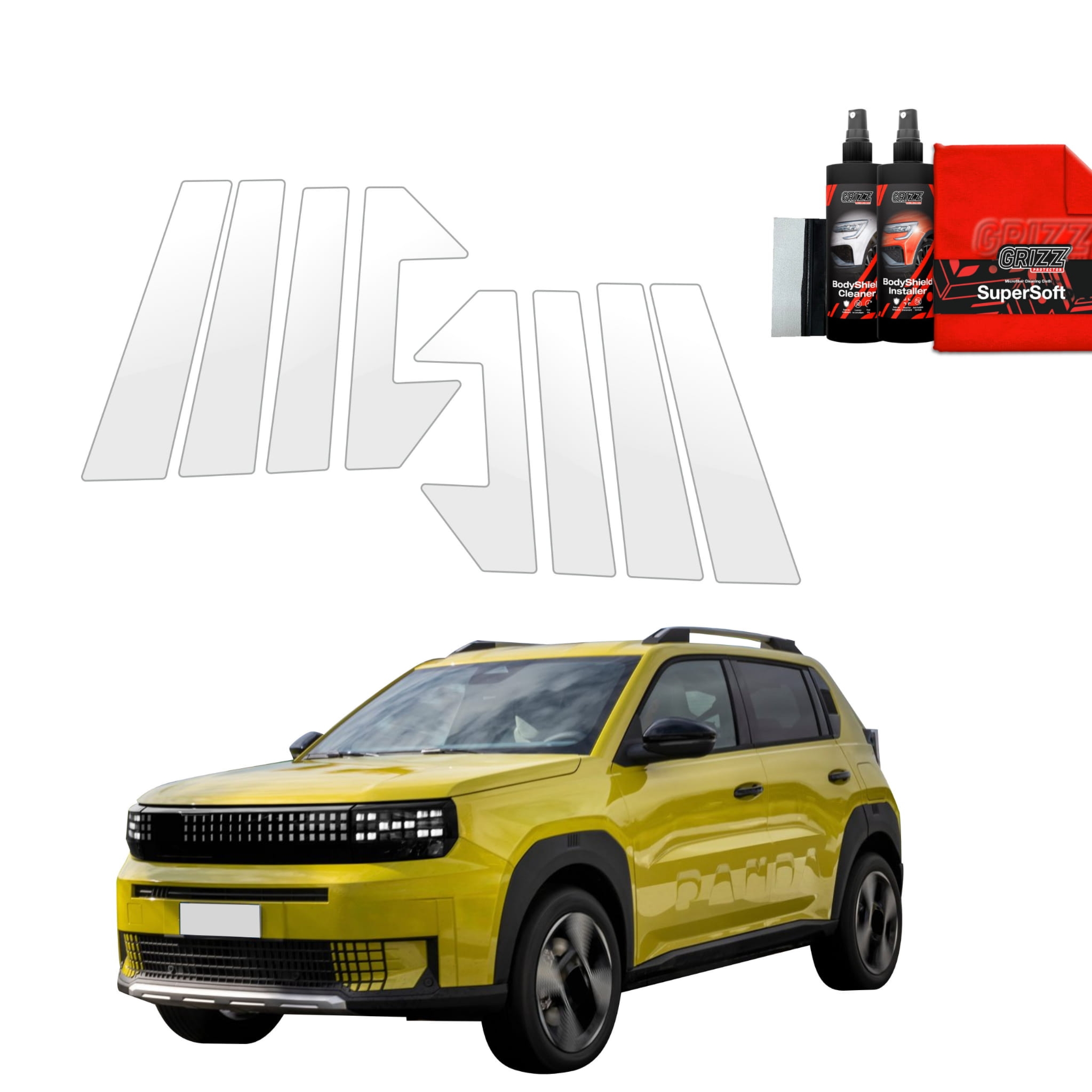 8w1 Folia ochronna Grizz Protector na słupki do Fiat Grande Panda (2025-2026)