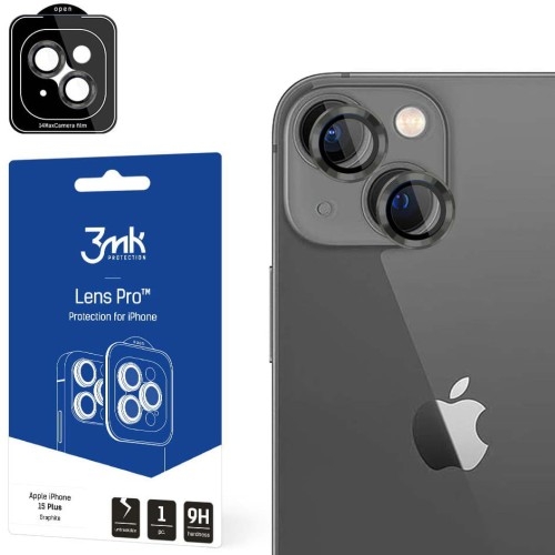 Image of Osłona na aparat 3mk Lens Protection Pro 1 zestaw dla iPhone 15 Plus, grafitowe