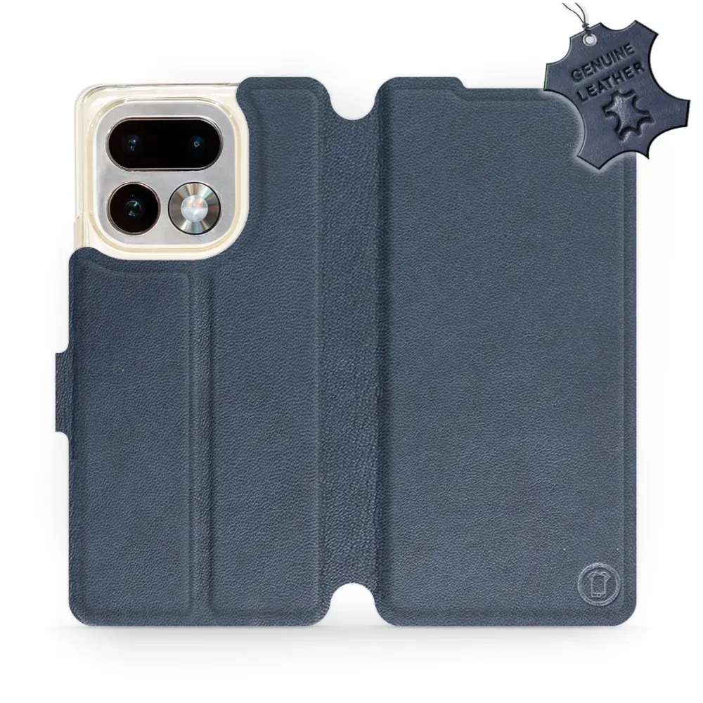Etui z naturalnej skóry do Realme 16 Pro Plus 5G, Mobiwear Leather, granatowe