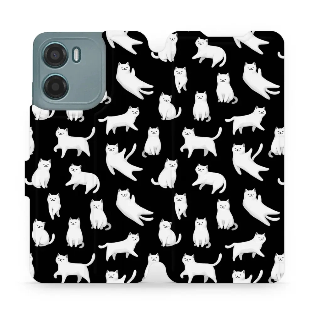 Etui z klapką do Motorola Moto E15, Mobiwear Book, kotki luna