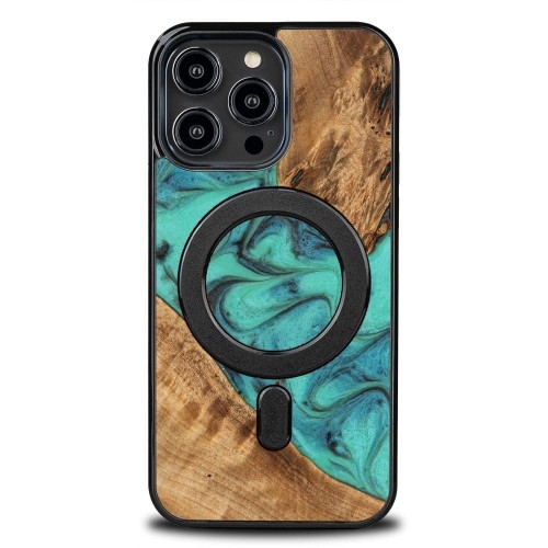 Image of Drewniane etui Bewood do iPhone 15 Pro Max, Turquoise MagSafe