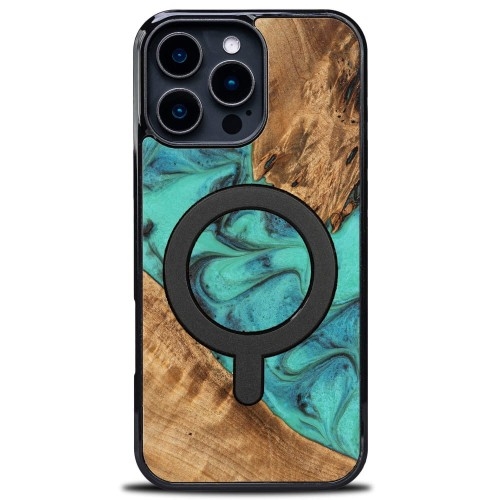 Image of Drewniane etui do iPhone 16 Pro Max, Bewood Unique Turquoise do MagSafe