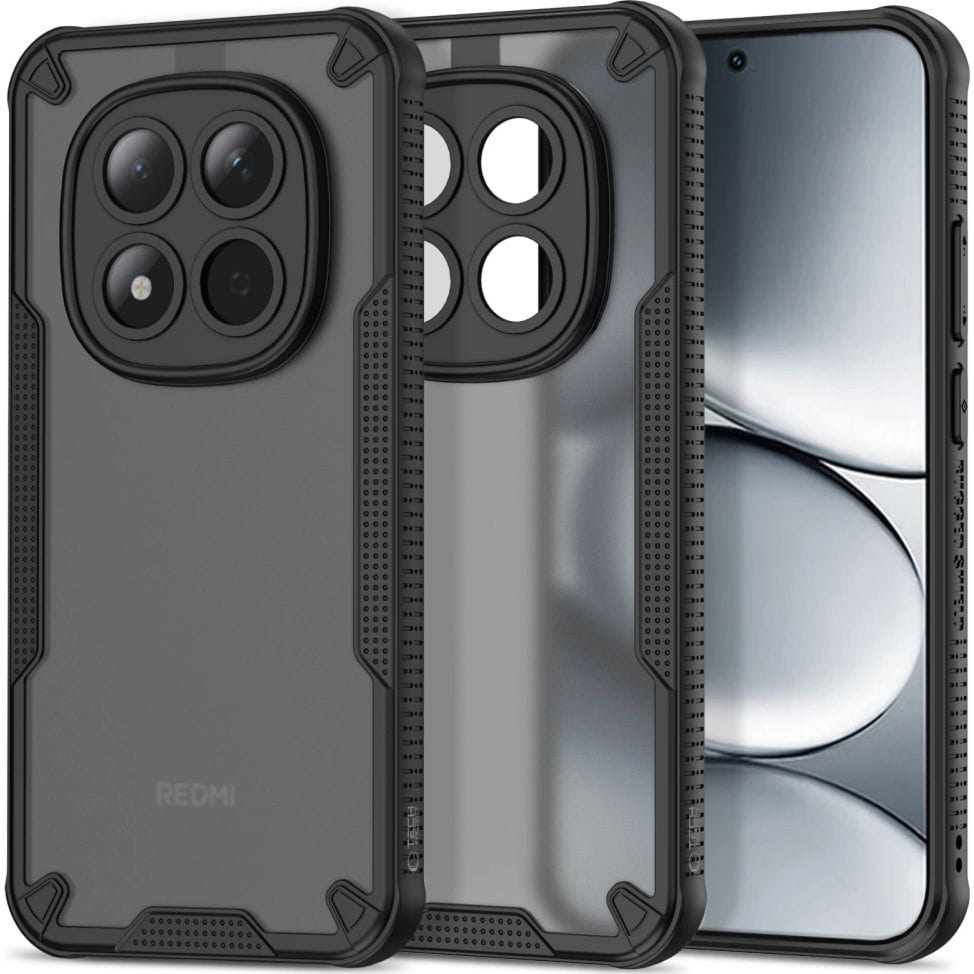 OUTLET: Etui Tech-Protect Rugged Shield do Xiaomi Redmi Note 15 Pro 5G, matowe przydymione z czarną ramką