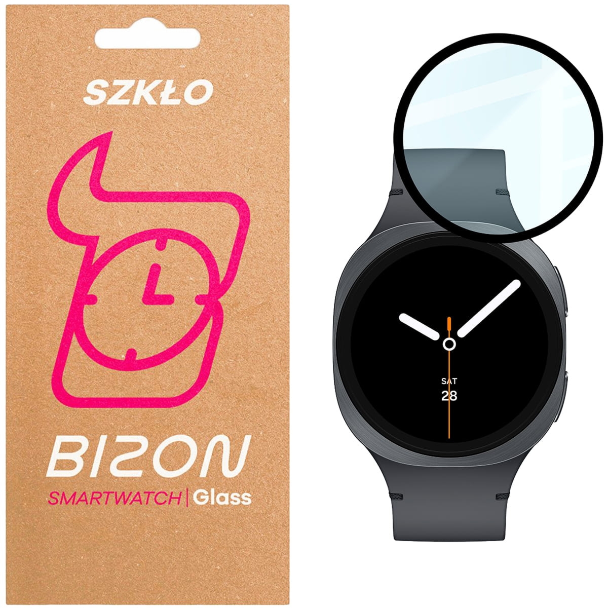 Szkło hybrydowe Bizon Watch Glass Edge Hybrid dla Galaxy Watch 8 44 mm, czarne