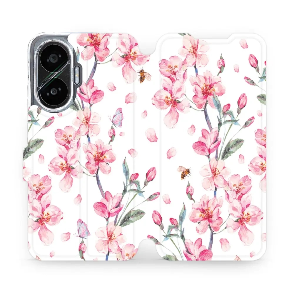 Etui z klapką do Xiaomi POCO F7, Mobiwear Book, różowa wiosna